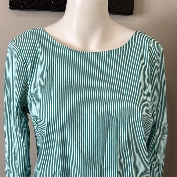Talbots Poplin Popover Green White Striped Top Sz S - Picture 10 of 13